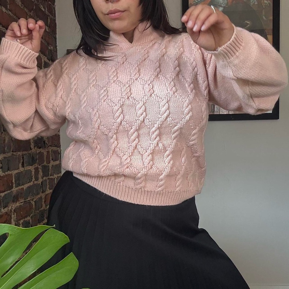 Vintage Pink Cable Knit Sweater